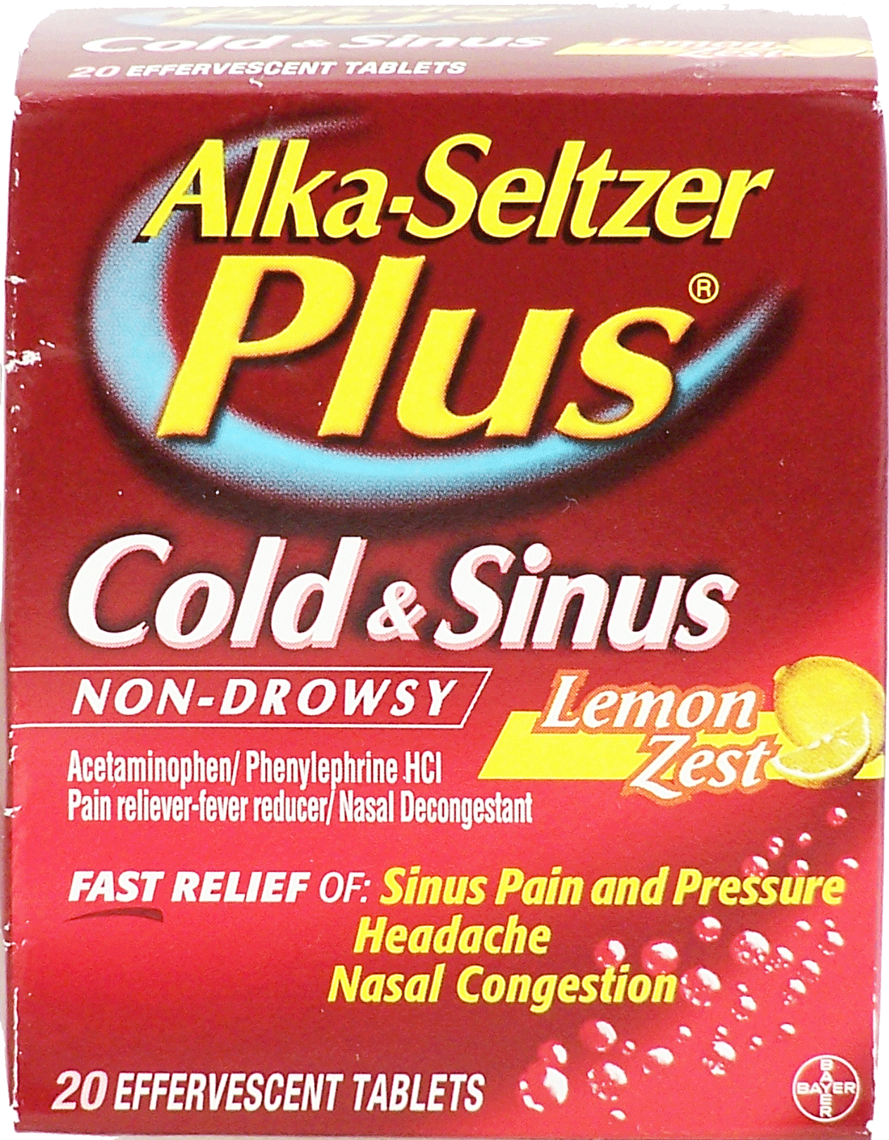 Alka Seltzer&nbsp;Plus&nbsp;cold & sinus medicine, non-drowsy, effervescent tablets, lemon zest flavor Full-Size Picture